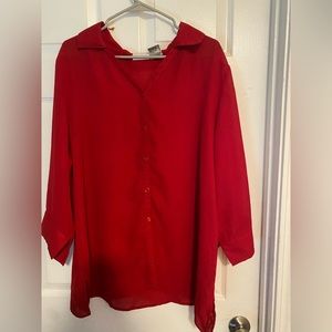 Red Button up Blouse